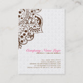 Elegant wit damast bruin  kant visitekaartje (Achterkant)