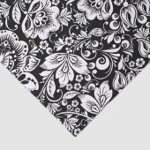 Elegant wit  damast op zwarte achtergrond tissuepapier (Detail)