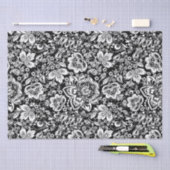 Elegant wit  damast op zwarte achtergrond tissuepapier (Craft)