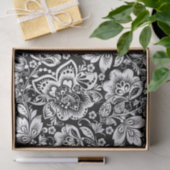 Elegant wit  damast op zwarte achtergrond tissuepapier (Geschenk)