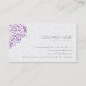 Elegant wit damast Paarse kant Visitekaartje (Achterkant)