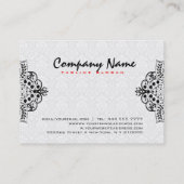 Elegant wit damast zwart  kant visitekaartje (Achterkant)