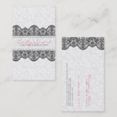 Elegant wit  damast zwart kant visitekaartje (Voorkant / Achterkant)