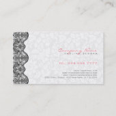Elegant wit  damast zwart kant visitekaartje (Achterkant)