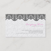 Elegant wit damast zwart kant visitekaartje (Achterkant)
