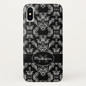 Elegant wit dameszwart monogram Case-Mate iPhone case (Achterkant)