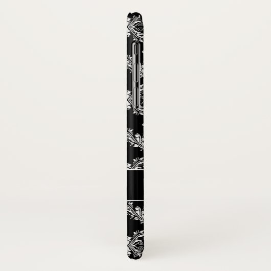 Elegant  wit dameszwart monogram Case-Mate iPhone case (Achterkant/links)