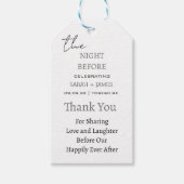 Elegant wit de avond voor bruiloft dank u cadeaulabel (Voorkant)