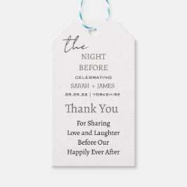 Elegant wit de avond voor bruiloft dank u cadeaulabel