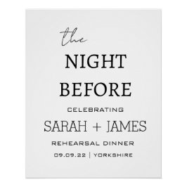 Elegant wit de avond voor repetitie diner perfect poster