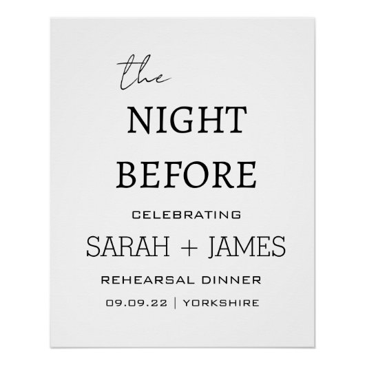 Elegant wit de avond voor repetitie diner perfect poster (Voorkant)