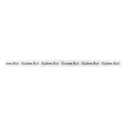 Elegant Wit Donkerblauw Script Tekst Sjabloon Satijnen Lint (Voorkant)