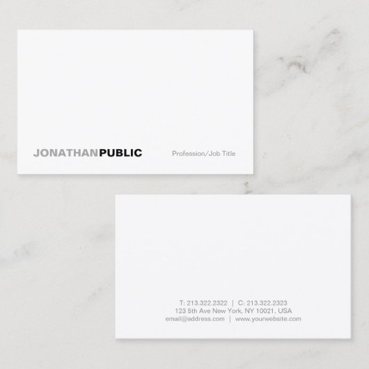 Elegant Wit Eenvoudig Gewoon Professioneel Modern Visitekaartje (Voorkant / Achterkant)