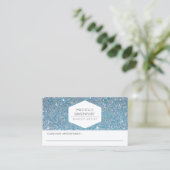 ELEGANT WIT EMBLEEM BLAUW GLITTER AFSPRAAK CARD AFSPRAKENKAARTJE (Staand voorkant)