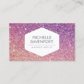 ELEGANT WIT EMBLEEM BRONS/PAARSE OMBRE GLITTER VISITEKAARTJE (Voorkant)
