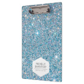 ELEGANT WIT EMBLEEM OP BLAUWE GLITTER ACHTERGROND KLEMBORD (Links)