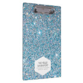 ELEGANT WIT EMBLEEM OP BLAUWE GLITTER ACHTERGROND KLEMBORD (Rechts)