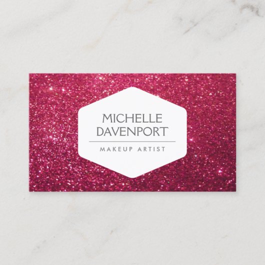 ELEGANT WIT EMBLEEM OP DIEPROOD GLITTER II VISITEKAARTJE (Voorkant)