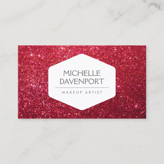 ELEGANT WIT EMBLEEM OP DIEPROOD GLITTER VISITEKAARTJE (Voorkant)