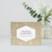 ELEGANT WIT EMBLEEM OP GOUDEN GLITTER BRIEFKAART (Staand voorkant)