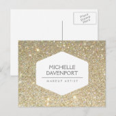 ELEGANT WIT EMBLEEM OP GOUDEN GLITTER BRIEFKAART (Voorkant / Achterkant)