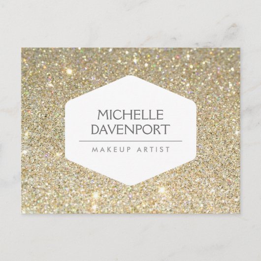 ELEGANT WIT EMBLEEM OP GOUDEN GLITTER BRIEFKAART (Voorkant)