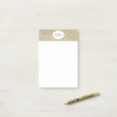 ELEGANT WIT EMBLEEM OP GOUDEN GLITTER POST-IT® NOTES (Op bureau)