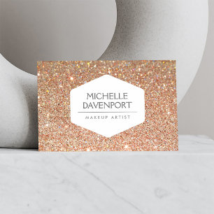 ELEGANT WIT EMBLEEM OP KOPEREN GLITTER VISITEKAARTJE