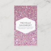 ELEGANT WIT EMBLEEM OP ROZE GLITTER ACHTERGROND II VISITEKAARTJE (Voorkant)