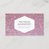 ELEGANT WIT EMBLEEM OP ROZE GLITTER ACHTERGROND VISITEKAARTJE (Voorkant)