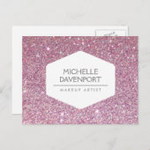 ELEGANT WIT EMBLEEM OP ROZE GLITTER BRIEFKAART (Voorkant / Achterkant)