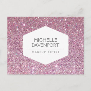 ELEGANT WIT EMBLEEM OP ROZE GLITTER BRIEFKAART