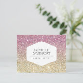 ELEGANT WIT EMBLEEM OP ROZE OMBRE GLITTER BRIEFKAART (Staand voorkant)