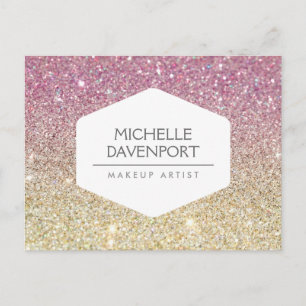 ELEGANT WIT EMBLEEM OP ROZE OMBRE GLITTER BRIEFKAART