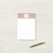 ELEGANT WIT EMBLEEM OP ROZE OMBRE GLITTER POST-IT® NOTES (Op bureau)