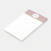 ELEGANT WIT EMBLEEM OP ROZE OMBRE GLITTER POST-IT® NOTES (Schuin)