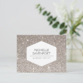 ELEGANT WIT EMBLEEM OP SILVER GLITTER BRIEFKAART (Staand voorkant)