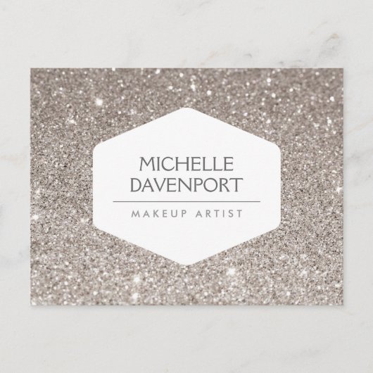 ELEGANT WIT EMBLEEM OP SILVER GLITTER BRIEFKAART (Voorkant)
