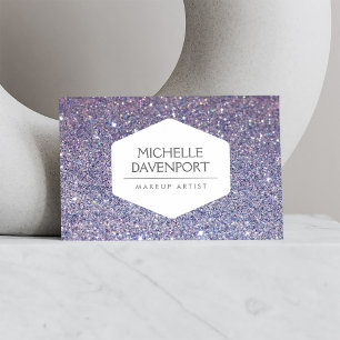 ELEGANT WIT EMBLEEM OP VIOLET GLITTER ACHTERGROND VISITEKAARTJE