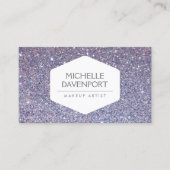 ELEGANT WIT EMBLEEM OP VIOLET GLITTER ACHTERGROND VISITEKAARTJE (Voorkant)