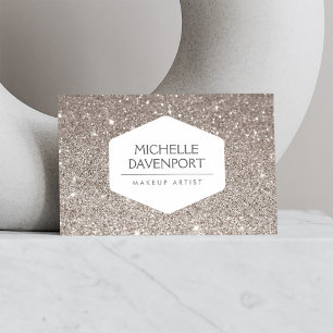 ELEGANT WIT EMBLEEM OP ZILVEREN GLITTER ACHTERGRON VISITEKAARTJE