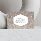 ELEGANT WIT EMBLEEM OP ZILVEREN GLITTER ACHTERGRON VISITEKAARTJE