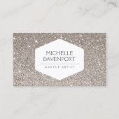 ELEGANT WIT EMBLEEM OP ZILVEREN GLITTER ACHTERGRON VISITEKAARTJE (Voorkant)