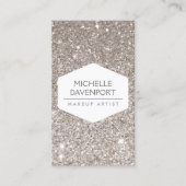 ELEGANT WIT EMBLEEM OP ZILVEREN GLITTER II VISITEKAARTJE (Voorkant)