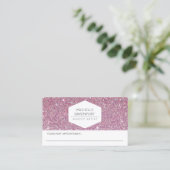 ELEGANT WIT EMBLEEM ROZE GLITTER AFSPRAAK CARD AFSPRAKENKAARTJE (Staand voorkant)