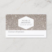 ELEGANT WIT EMBLEEM ZILVEREN GLITTER AFSPRAAK AFSPRAKENKAARTJE (Voorkant)