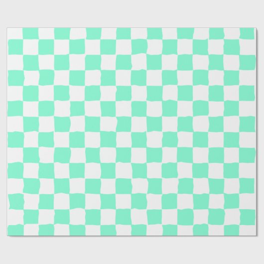 Elegant wit en aquamarijn schaakbord schilderij cadeaupapier (Vlak)