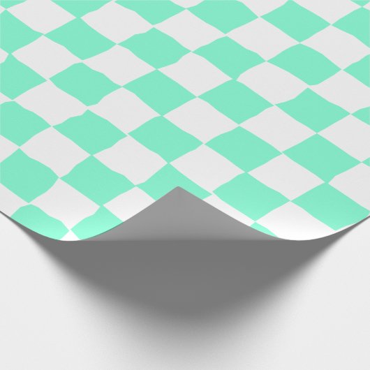 Elegant wit en aquamarijn schaakbord schilderij cadeaupapier (Hoek)