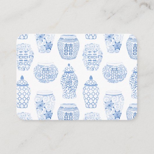 Elegant wit en blauw Baby shower luierriet Informatiekaartje (Achterkant)