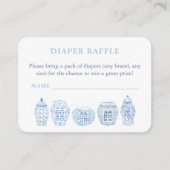 Elegant wit en blauw Baby shower luierriet Informatiekaartje (Voorkant)